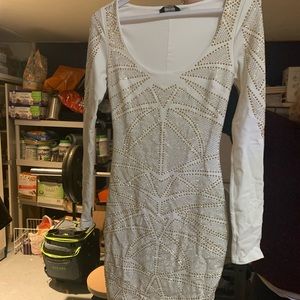 Bebe white sequined dress